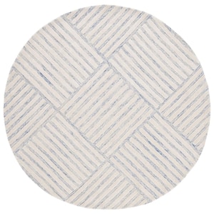Metro Blue/Ivory 6 ft. x 6 ft. Striped Round Area Rug