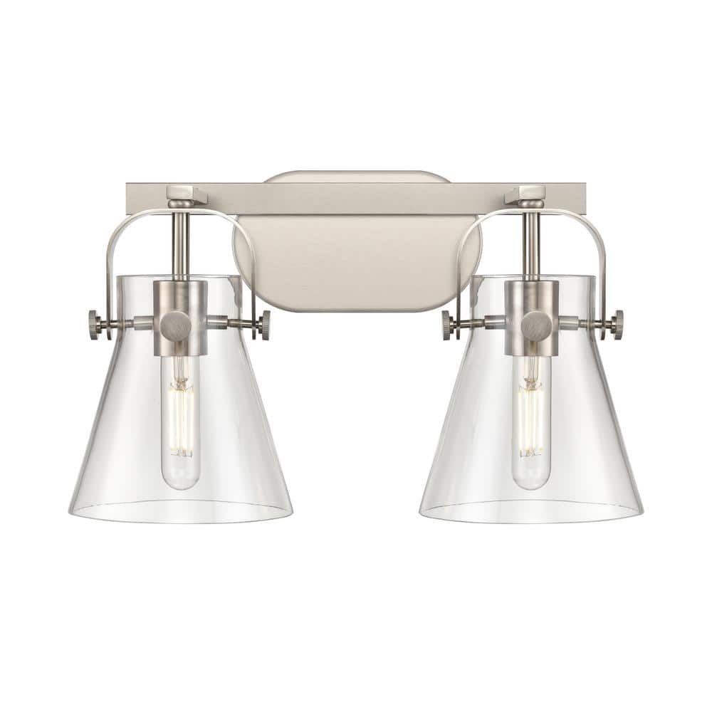 Pilaster II Cone 17 in. 2-Light Satin Nickel Vanity Light with Glass Shade price history on PriceWatchPro