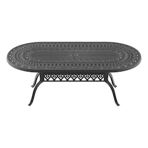 81.89 in. (L) x 41.34 in. (W) Black Oval Cast Aluminum Outdoor Dining Table