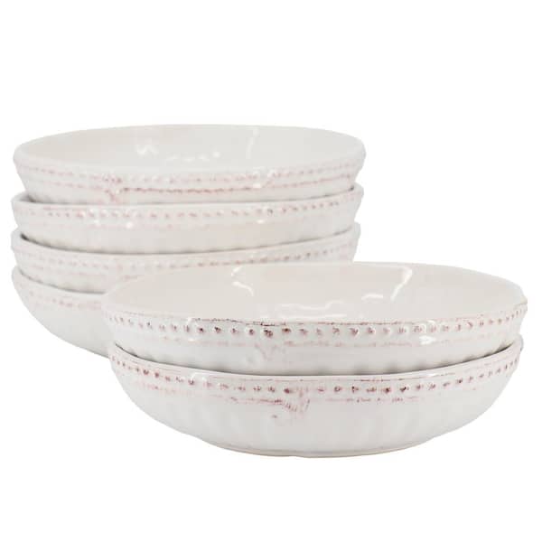 Unbranded 6-Piece 16 Oz. 9 in. Stoneware Embossed Dinner Bowl Set in White