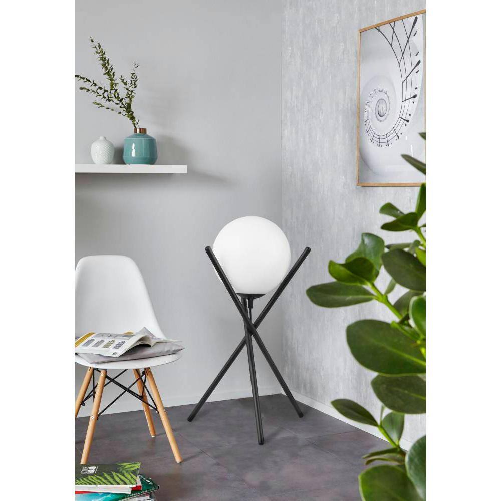 Salvezinas 19" Adjustable Black Tripod Table Lamp with White Globe