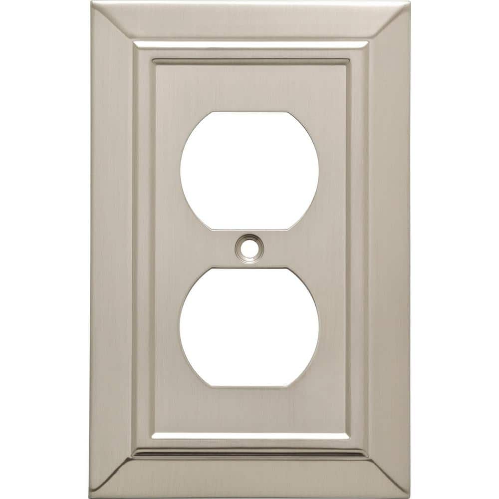 (4-Pack) Classic Architecture 1-Gang Satin Nickel Antimicrobial Duplex Outl