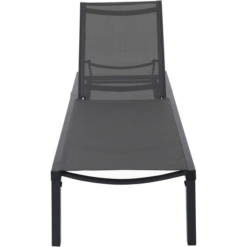 Gray Adjustable Aluminum Sling Chaise Lounge Chair