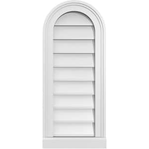 12 in. x 28 in. Round White PVC Paintable Gable Louver Vent Non-Functional
