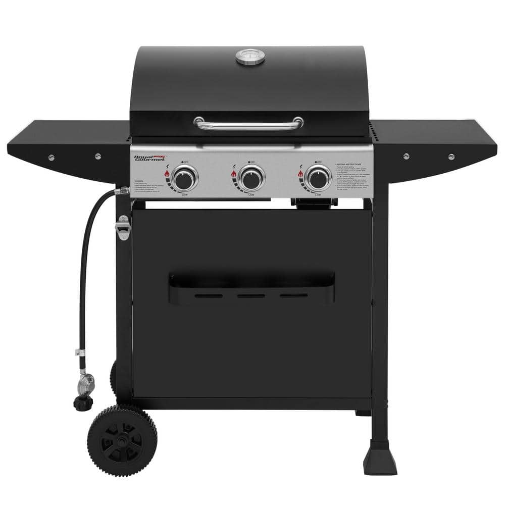 Royal Gourmet 3-Burner Black Propane Gas Grill with Stainless Steel