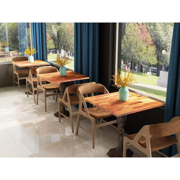 Interbuild 2.3 ft. L x 28 in. D, Teak Butcher Block Table Top Countertop in Clear with Square Edge