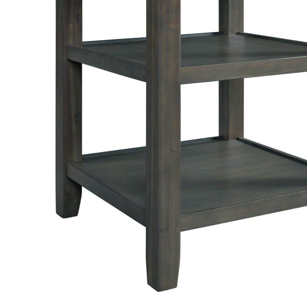 Gray Round Wood Counter Height Dining Table with Shelves