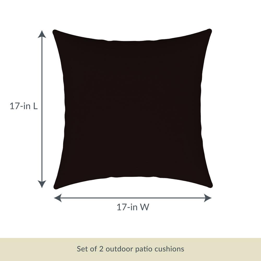 Set of 2 Black All-Weather Outdoor Square Throw Pillows