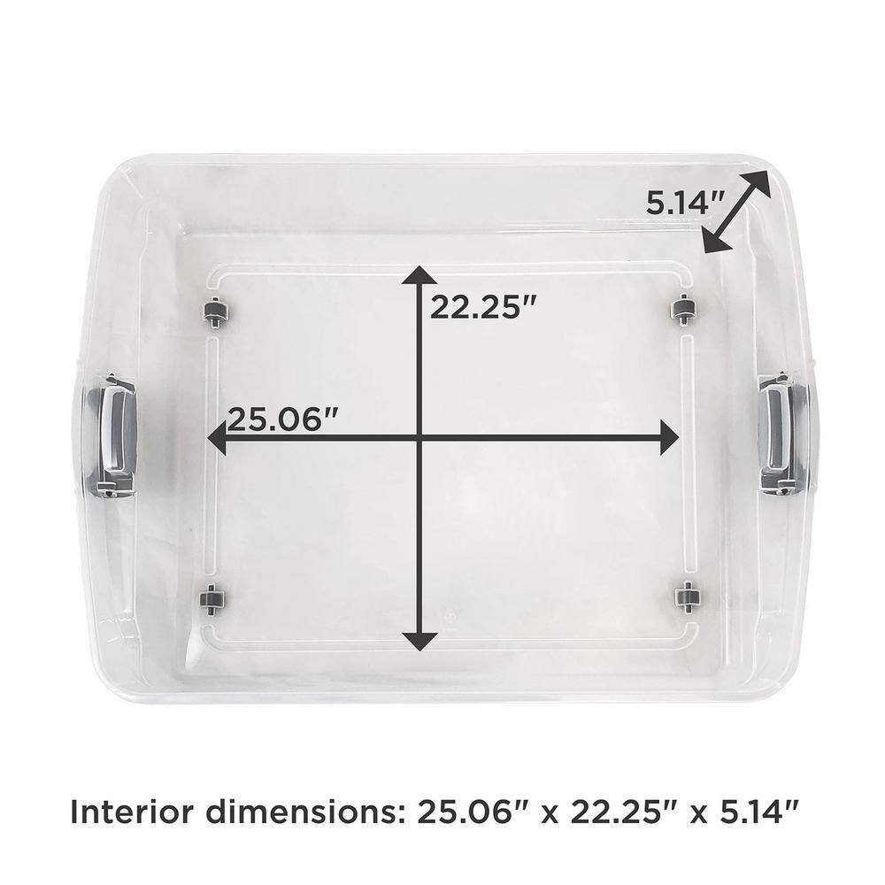 Clear Stackable Plastic Underbed Storage Boxes with Lids, 6-Pack