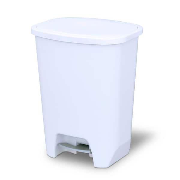 Glad 20 Gal. White Step-On Plastic Trash Can with Clorox Odor Protection of The Lid