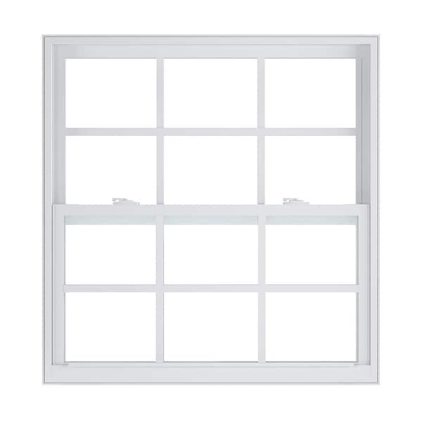 American Craftsman 35.875 in. x 37.25 in. 50 Series White Single Hung Low-E Argon SC Glass Vinyl FL Flange Window with Grids, Screen Incl