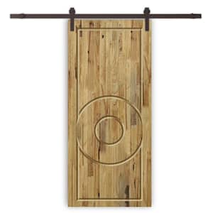 36 in. x 80 in. Weather Oak Stained Pine Wood Modern Interior Sliding Barn Door with Hardware Kit