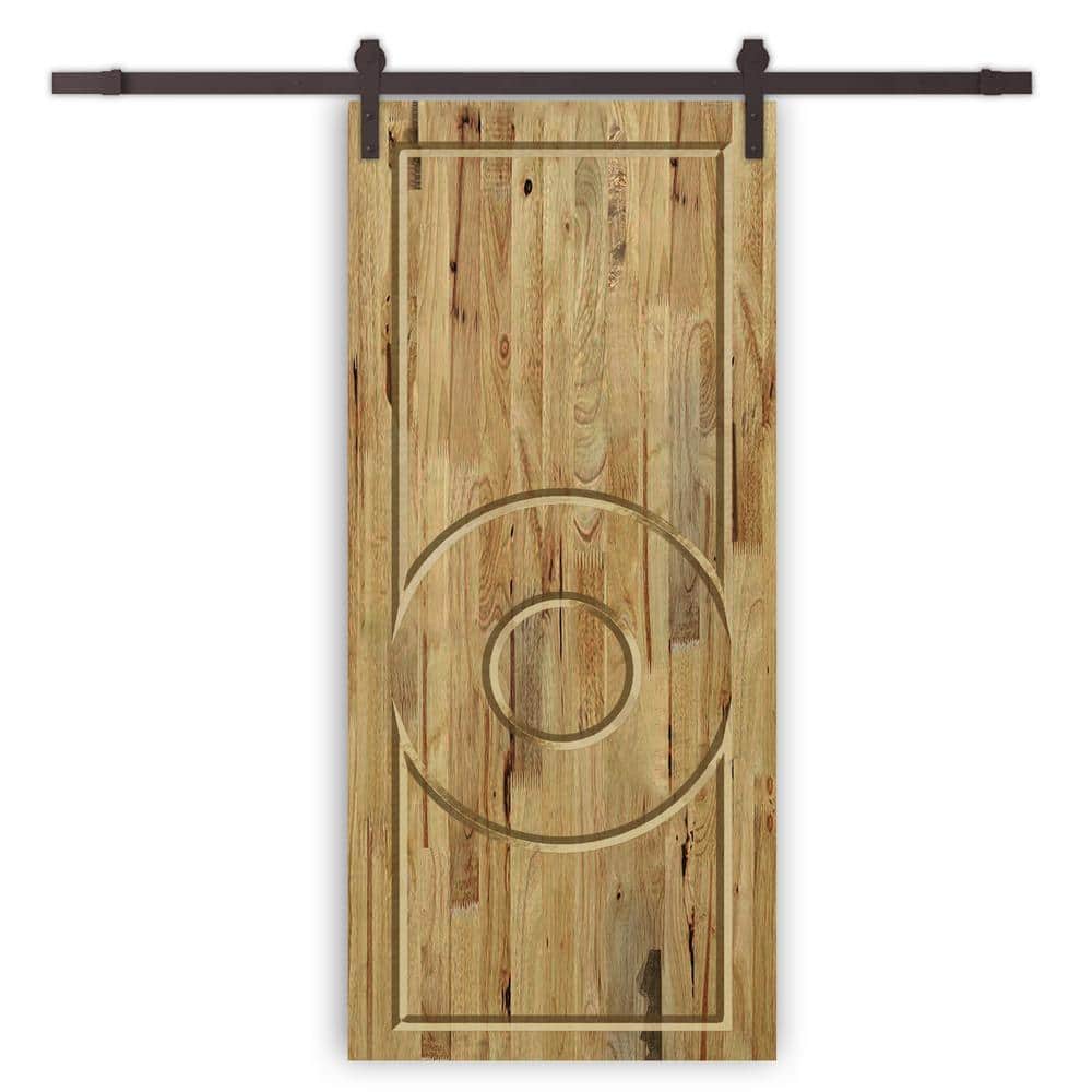 42 in. x 80 in. Weather Oak Stained Pine Wood Modern Interior Sliding Barn Door with Hardware Kit price history on PriceWatchPro