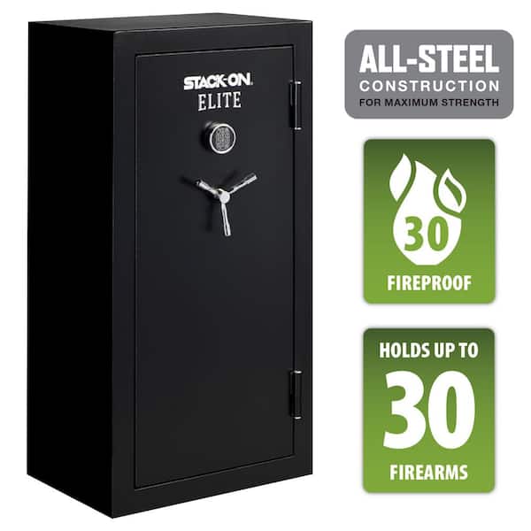 Stack-On Elite 30-Gun Fireproof Safe with Electronic Lock Gun Safe, Black