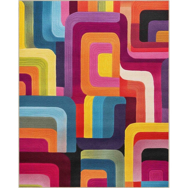 Apollo Whispers Modern Abstract, 7 ft. 10 in. x 9 ft. 10 in., Multi Area Rug