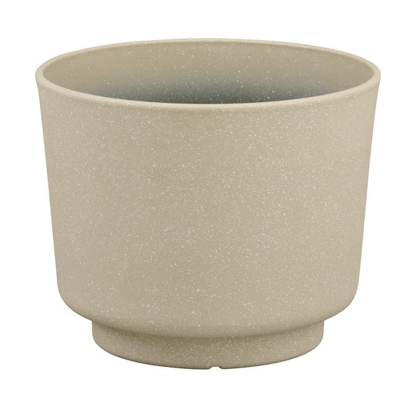 8 in. W x 6.4 in. H Candace Sand Pedestal Resin Decorative Pot with Drainage Holes