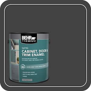 1 gal. #PFC-75 Tar Black Satin Enamel Interior/Exterior Cabinet, Door & Trim Paint