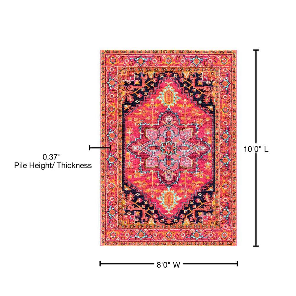 Reversible Pink Synthetic Medallion 8' x 10' Area Rug