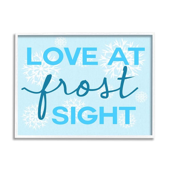 Stupell Industries Love at Frost Sight Pun by Lil' Rue 1-Piece Framed Graphic Print Typography Poster Art Print 14 in. x 11 in.