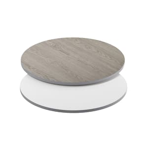 36 in. White/Gray Round Table Top Only