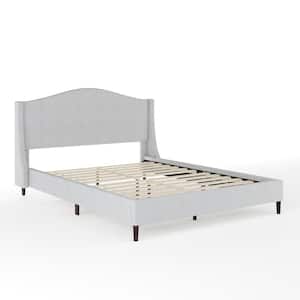 Amelia Gray Wood Frame Queen Platform Bed with Upholstered Solid Wood