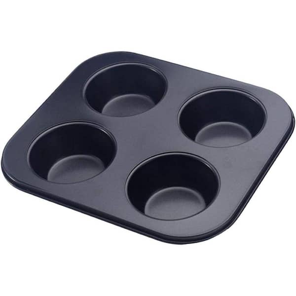 4-Cup Carbon Steel Non-Stick Muffin Pan Mini Cupcake Baking Tray Heavy Duty Bakeware for Oven Baking