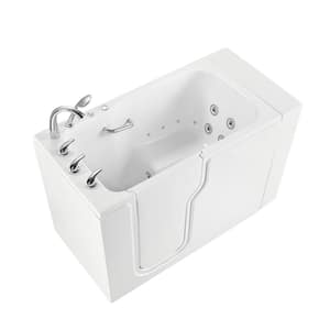 Standard 52 in. x 30 in. Acrylic Walk-In Whirlpool Bathtub in White, LHS Inward Swing Door, 5 Piece Faucet, Heated Seat