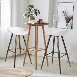 Fiyan 27.6 in. Bronze Metal Frame Low Back Retro Style Bar Stool with White PP Seat(Set of 2)