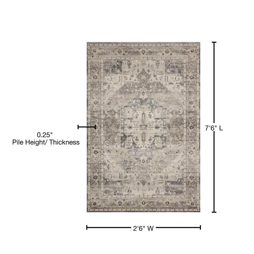 Ivory Oriental Elegance Easy-Care Synthetic Runner Rug 2'6" x 7'6"