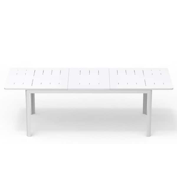 Patio Dining Expandable Table Metal Aluminum Outdoor Table for 6-Person to 8-Person Rectangular Table for Garden Bistro