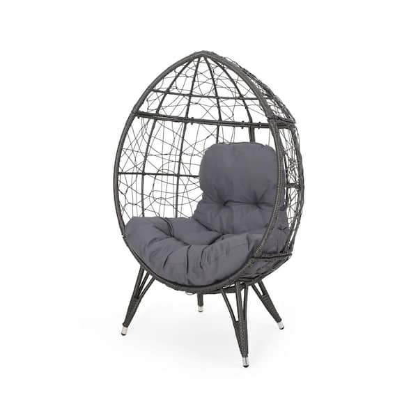 Unbranded Metal Outdoor Lounge Chair with Gray Cushion