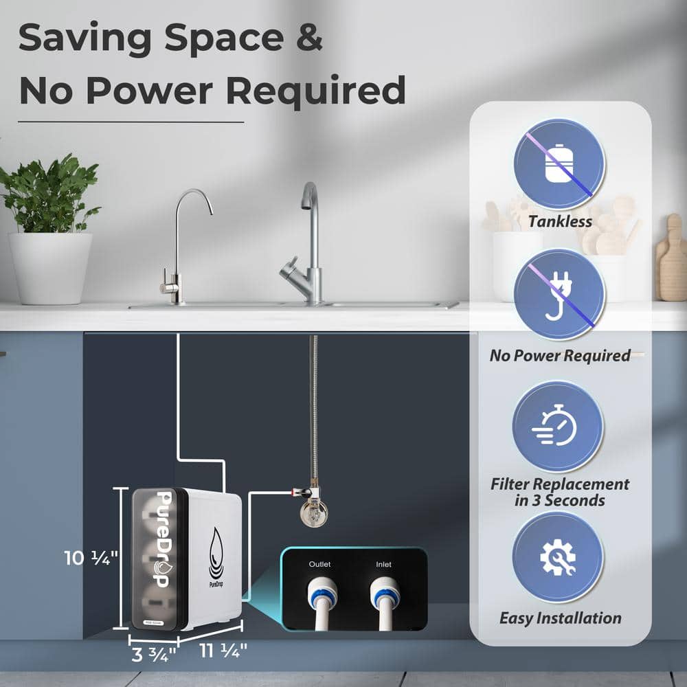 Compact Stainless Steel Under Sink Water Filter System