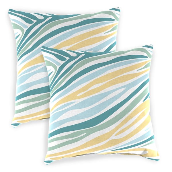 Jordan Manufacturing 16 in. L x 16 in. W x 4 in. T Square Outdoor Throw Pillow in Lilo Tapioca (2-Pack)