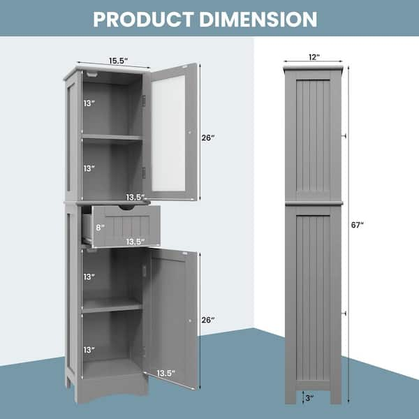 72 Inches Tall Freestanding Bathroom Storage Cabinet - Costway