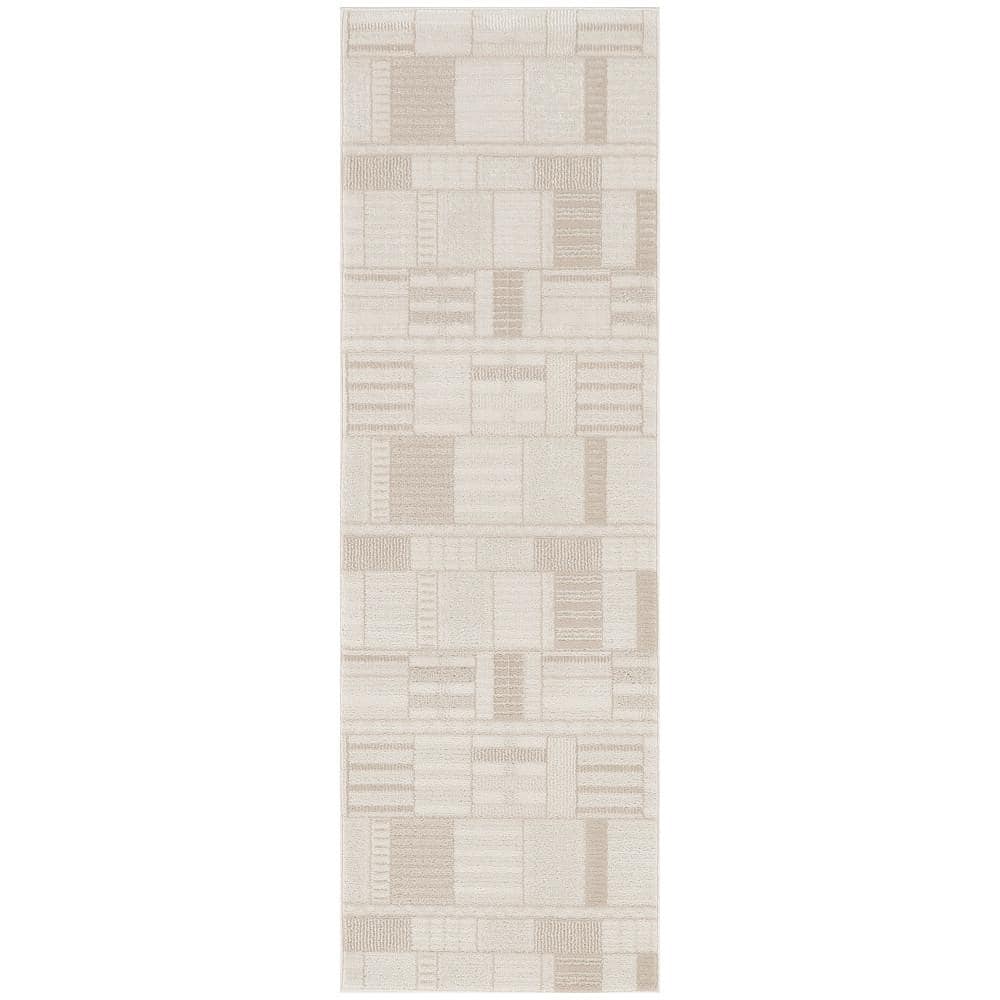 Nordic Ivory Beige 2 ft. x 6 ft. Geometric Contemporary Runner Area Rug price history on PriceWatchPro