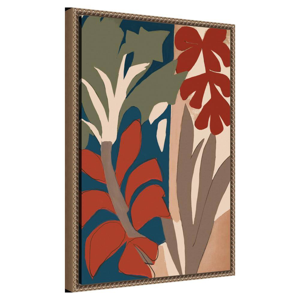 Botanical Abstract Beaded Framed Canvas Wall Art 16 x 23-in