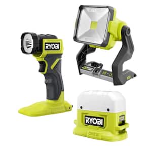 RYOBI ONE+ 18V Cordless 3-Tool Lighting Kit with Work Light, Compact Area Light, and LED Light (Tools Only)