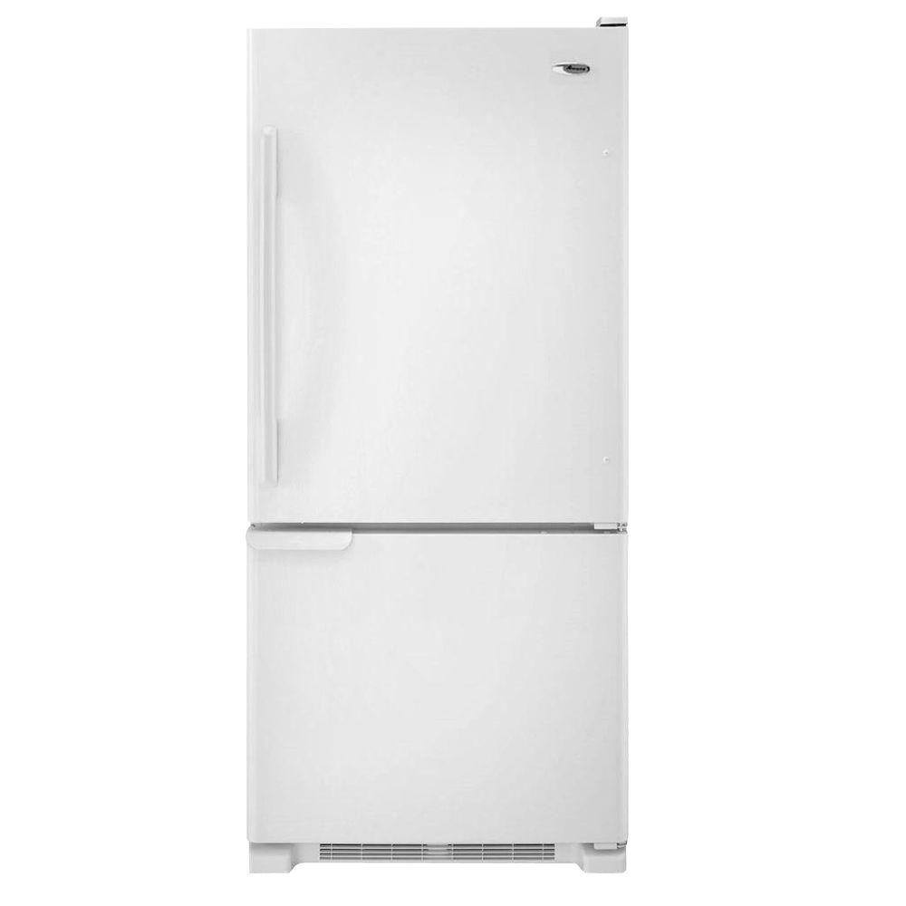 Amana 18 7 Cu Ft Bottom Freezer Refrigerator In White Abb1921brw The Home Depot