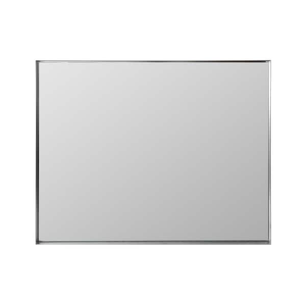 Unbranded 36 in. W x 30 in. H Rectangular Metal Framed Wall Mounted Bathroom Vanity Mirror in Silver