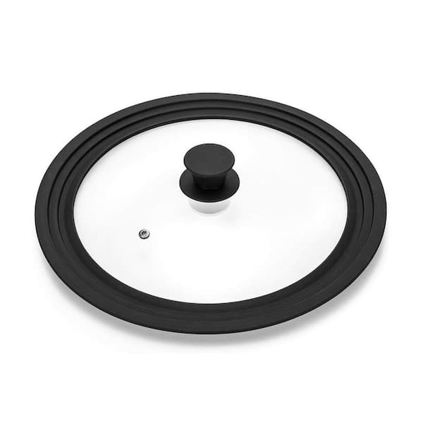 Universal Tempered Glass Lid Black with Heat Resistant Silicone Rim Multi-Functional Vent Dishwasher Safe Kitchen Set