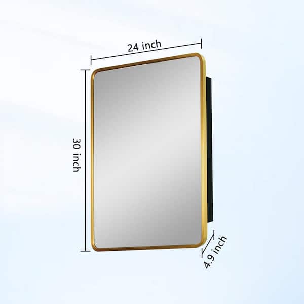 UPIKER Lifestyle 21 in. W x 31 in. H Small Oval Aluminum Framed LED Medicine Cabinet with Mirror