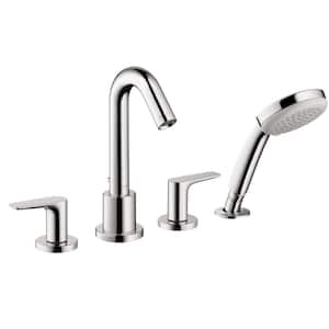 Logis 2-Handle Deck Mount Roman Tub Faucet with Hand Shower in Chrome