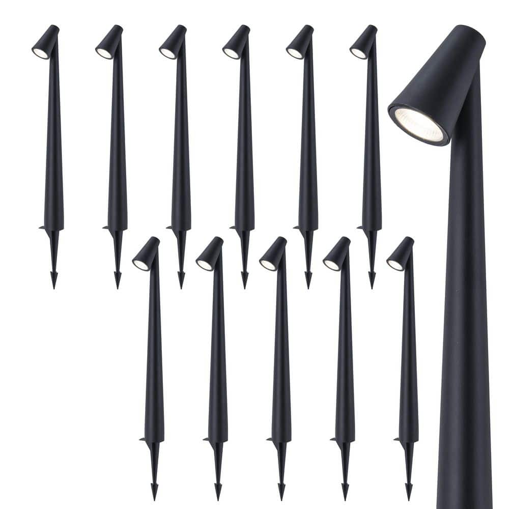 Low Voltage Black Aluminum Hardwired Integrated LED Weather Resistant Path Lights with Frosted Glass (12-Pack) price history on PriceWatchPro