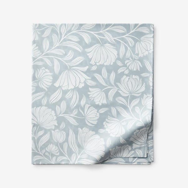 The Company Store Legends Hotel Maytime Wrinkle-Free Blue Shadow Sateen King/Cal King Flat Sheet