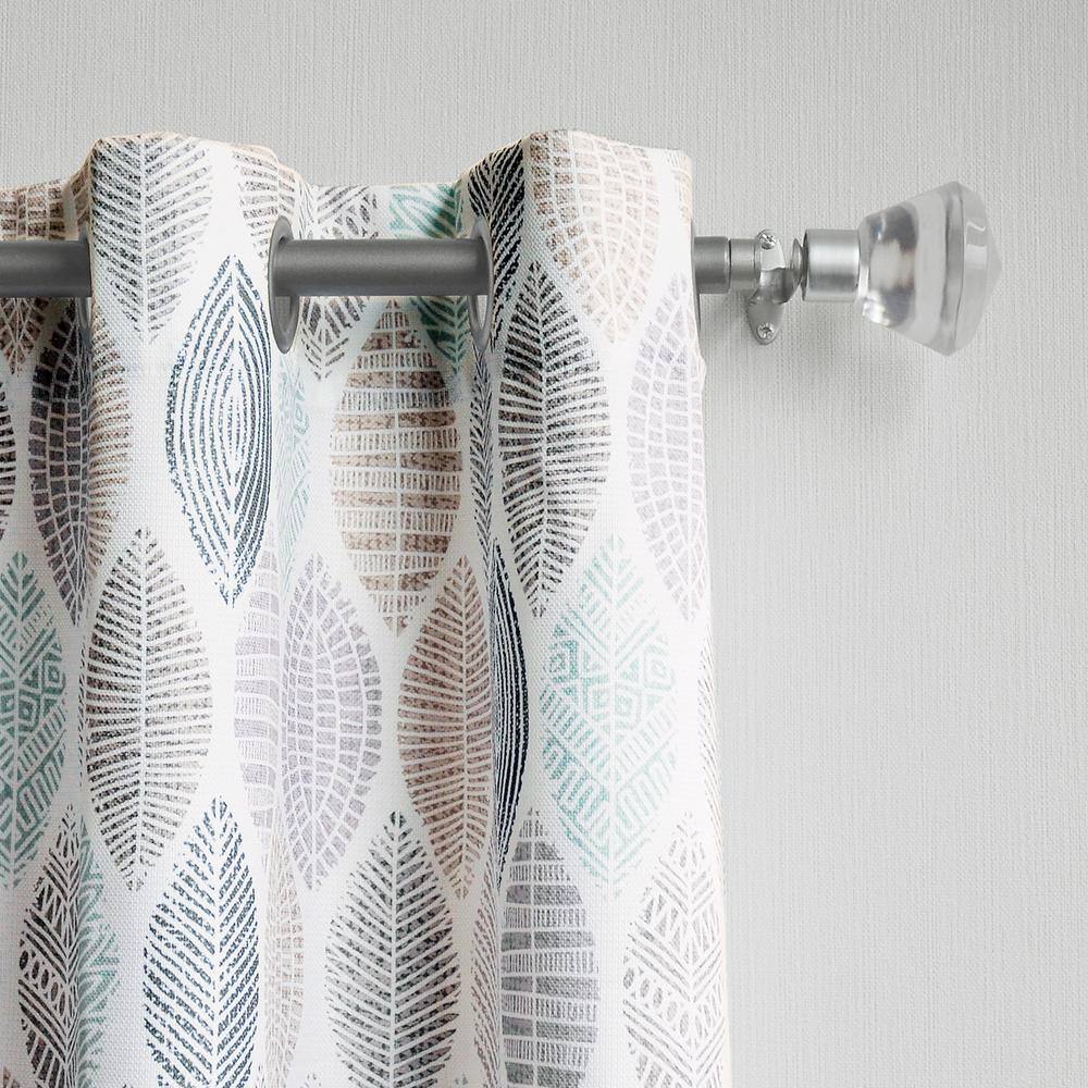 White Leaf Print Semi-Sheer Grommet Curtain Panel, 40" x 63"