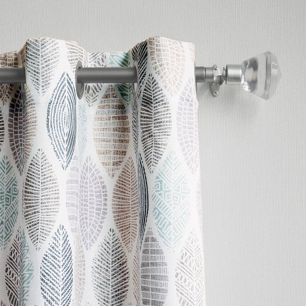 White Leaf Print Semi-Sheer Grommet Curtain Panel 40"x84"
