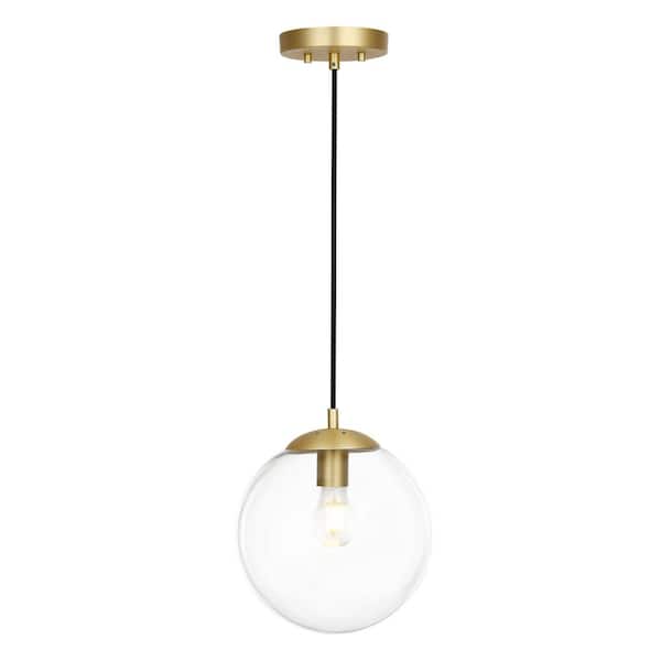 Light Society Zeno 1-Light Clear/Brass Globe Pendant with Glass Shade