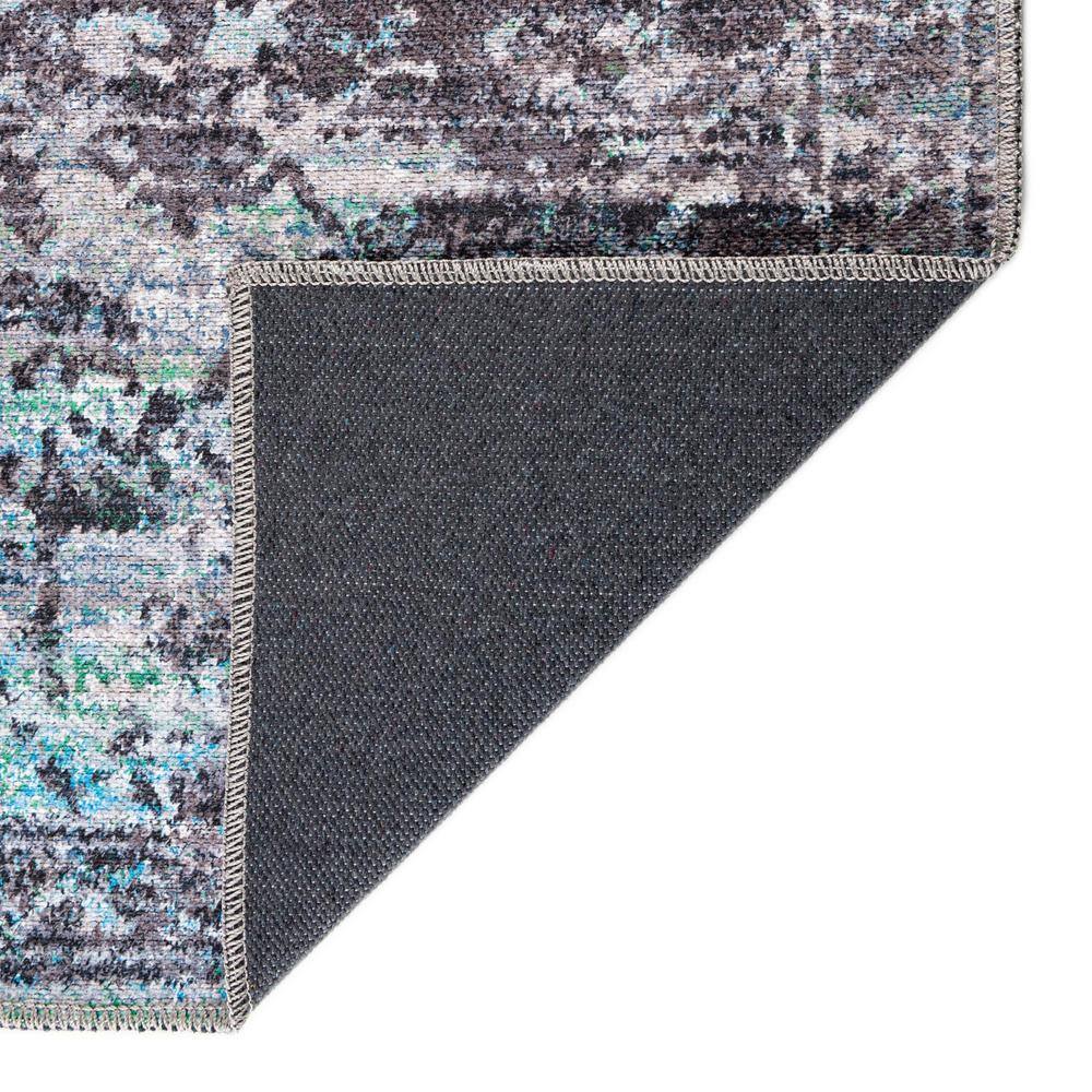 Renaissance 8 ft Square Blue Green Medallion Washable Rug