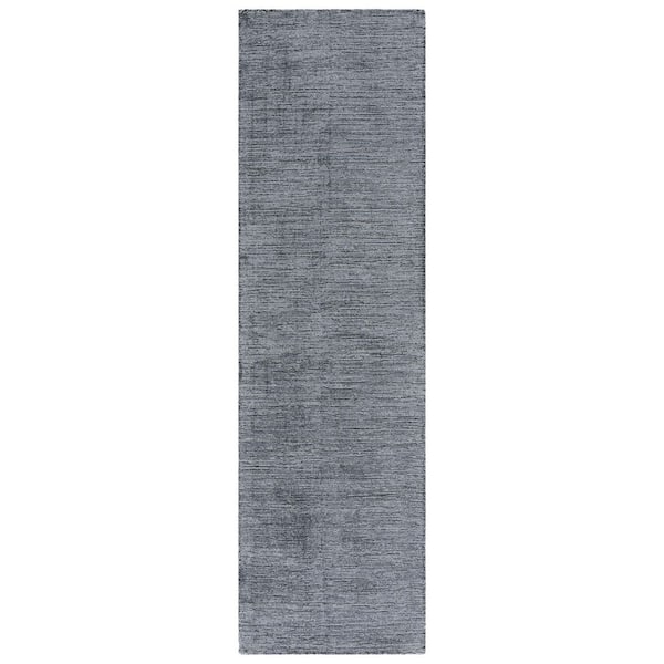 Mirage 2 ft. x 8 ft. Black Solid Distressed Runner Rug