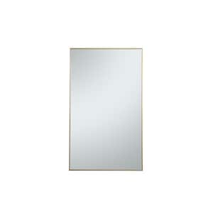 Timeless Home 36 in. W x 60 in. H x Contemporary Metal Framed Rectangle Brass Mirror